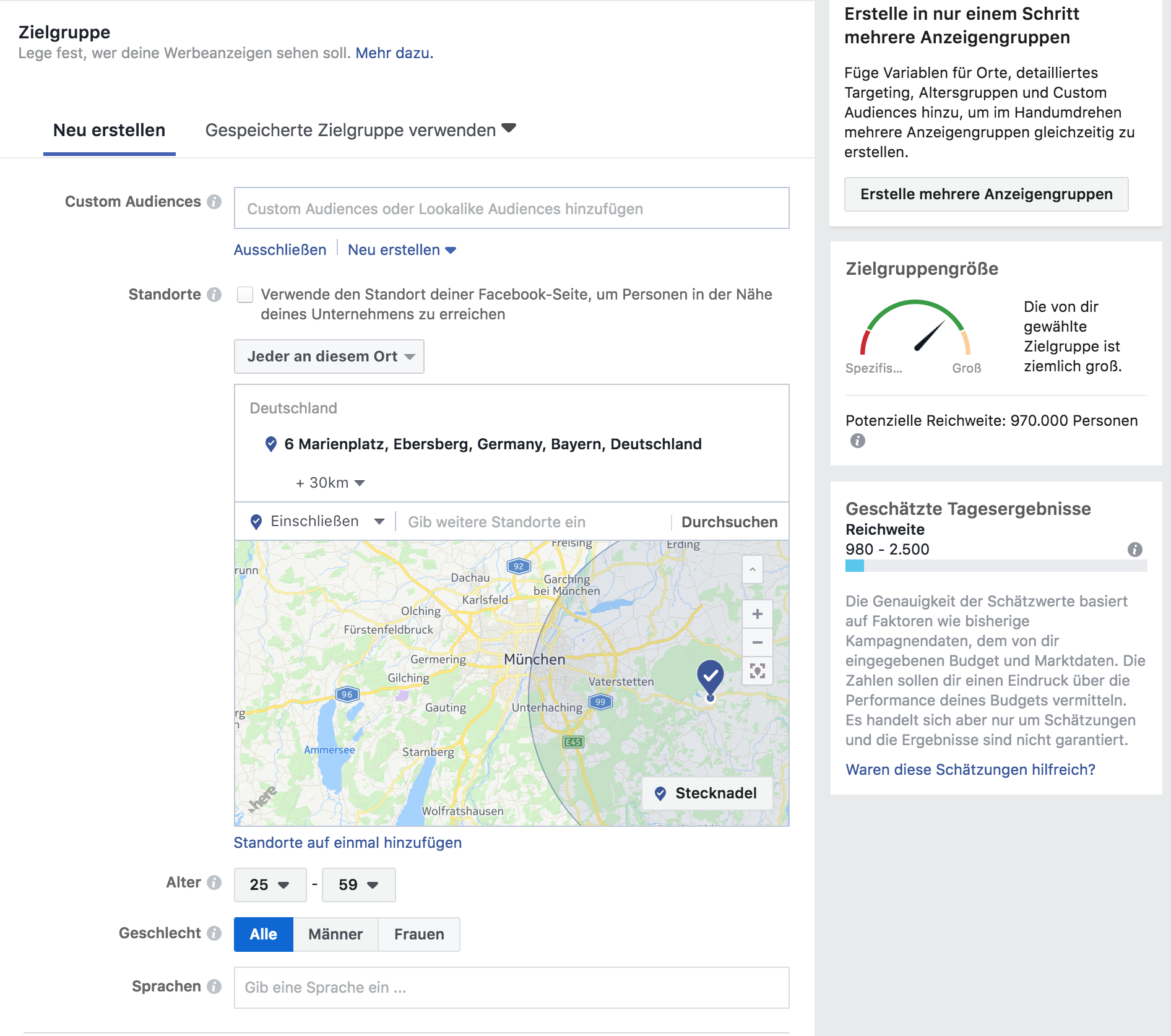 lokales onlinemarketing - facebook zielgruppendefinition